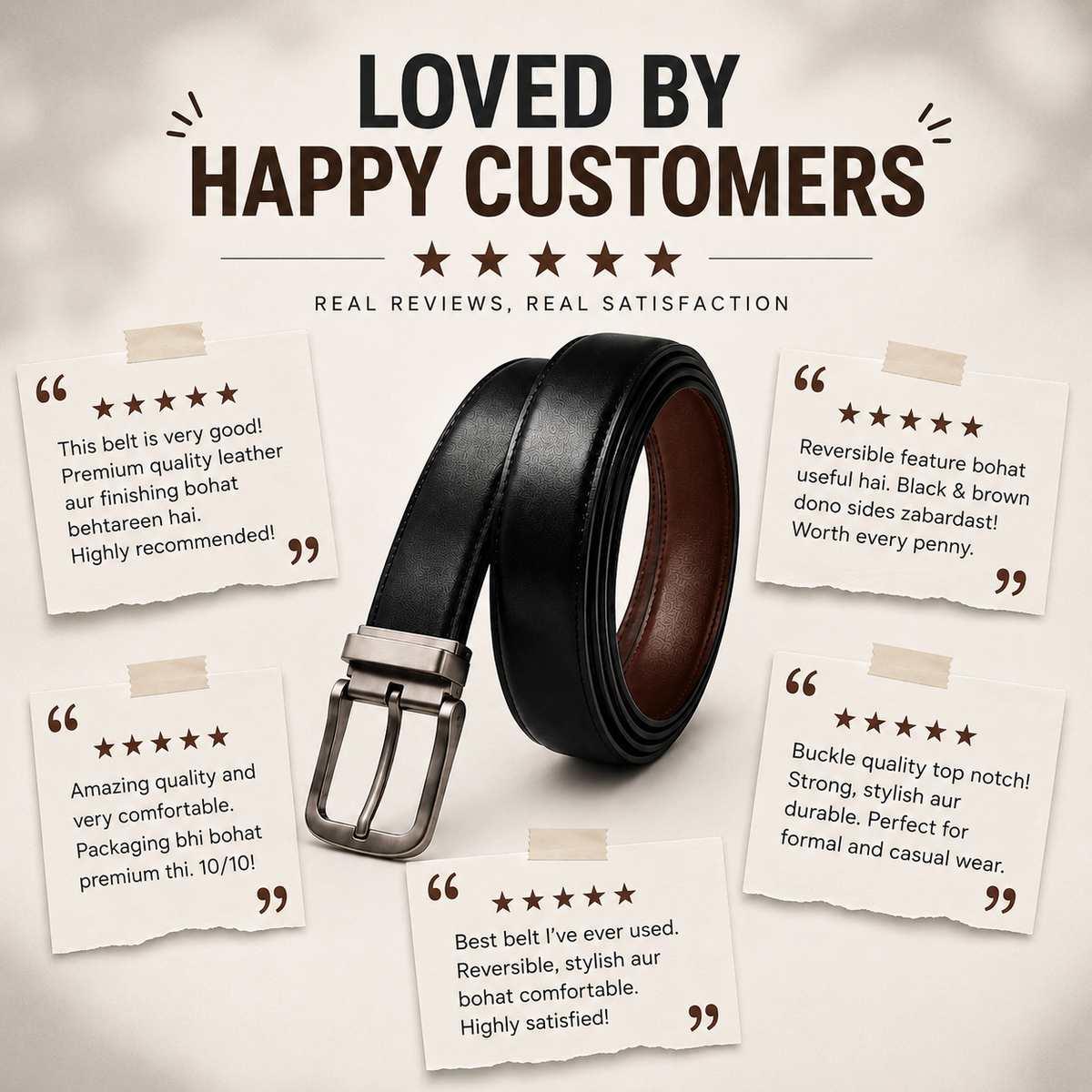 2 In 1 Reversible Leather Belt