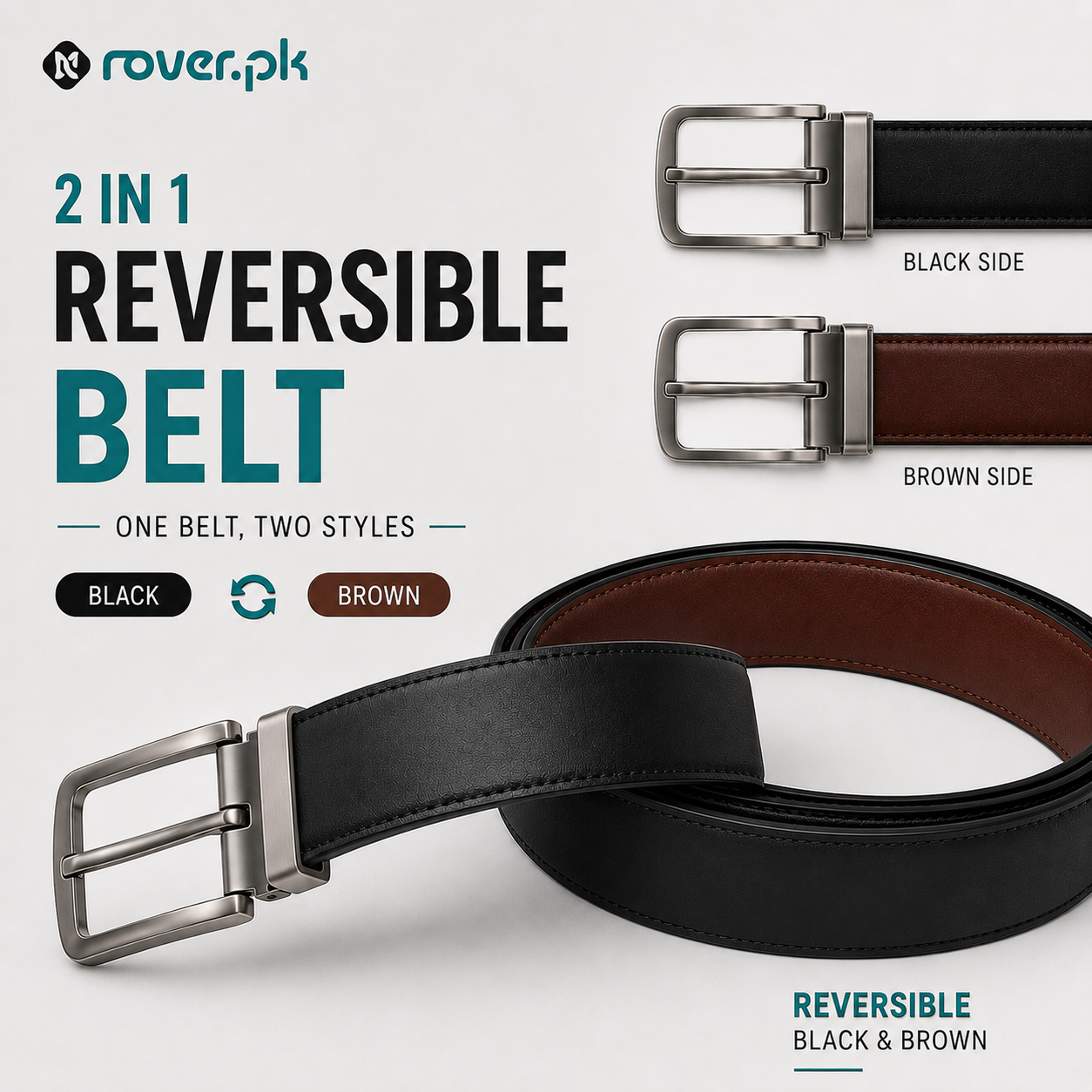 2 In 1 Reversible Leather Belt